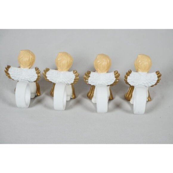 Vintage World Bazaar Hand Painted Porcelain Angel Napkin Rings ~ Set of 4 - Picture 6 of 10